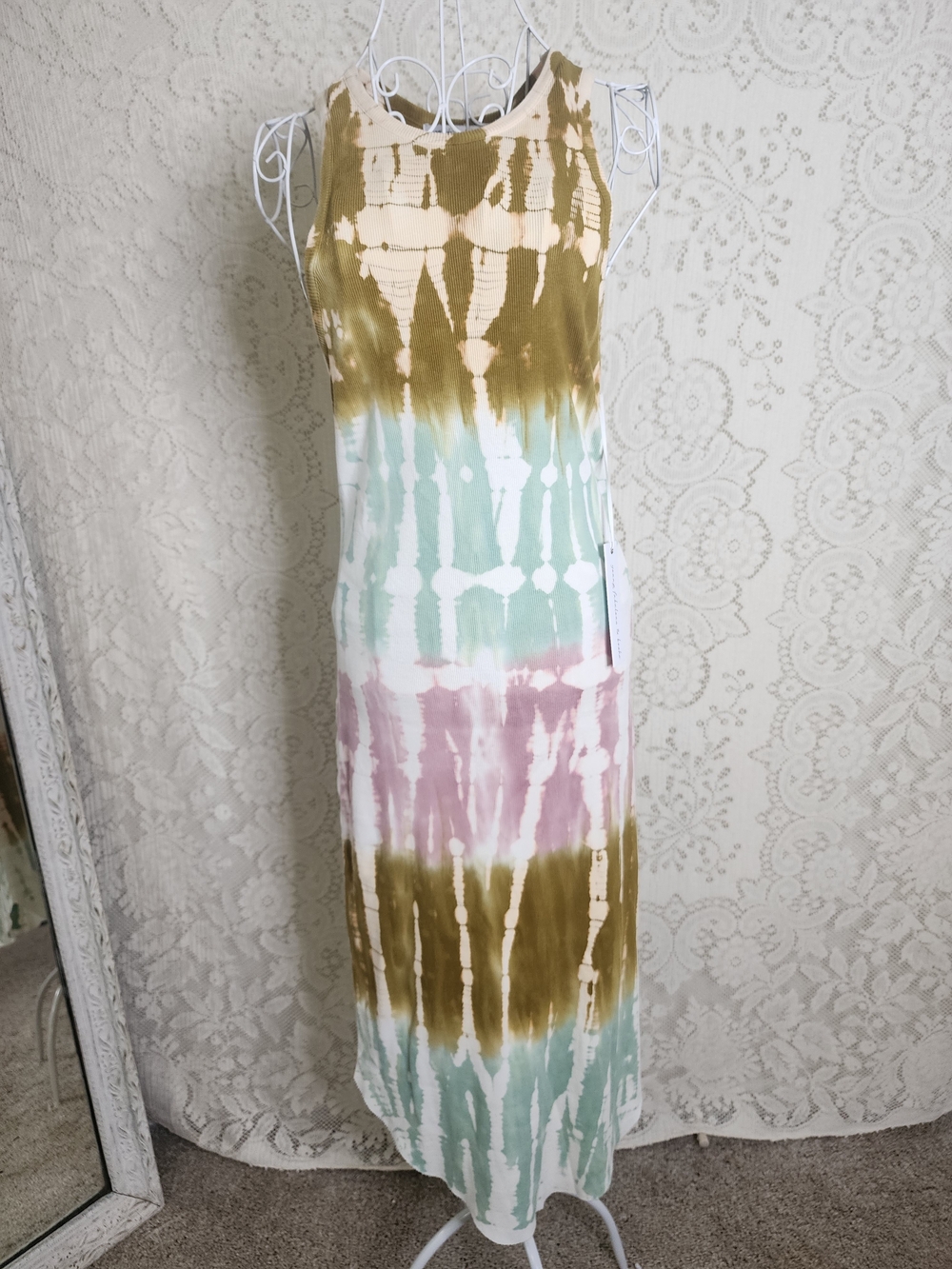 Young Fabulous & Broke Olive, Mint & Blush Tie-Dye Tank Maxi Dress